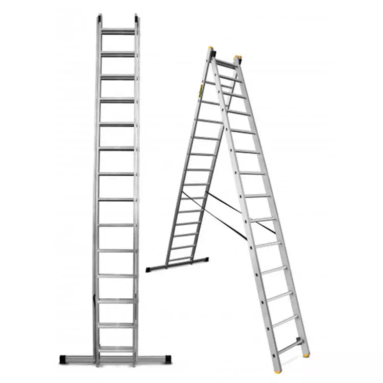 Profesionalna dvodelna aluminijaste lestev - 14 stopnic