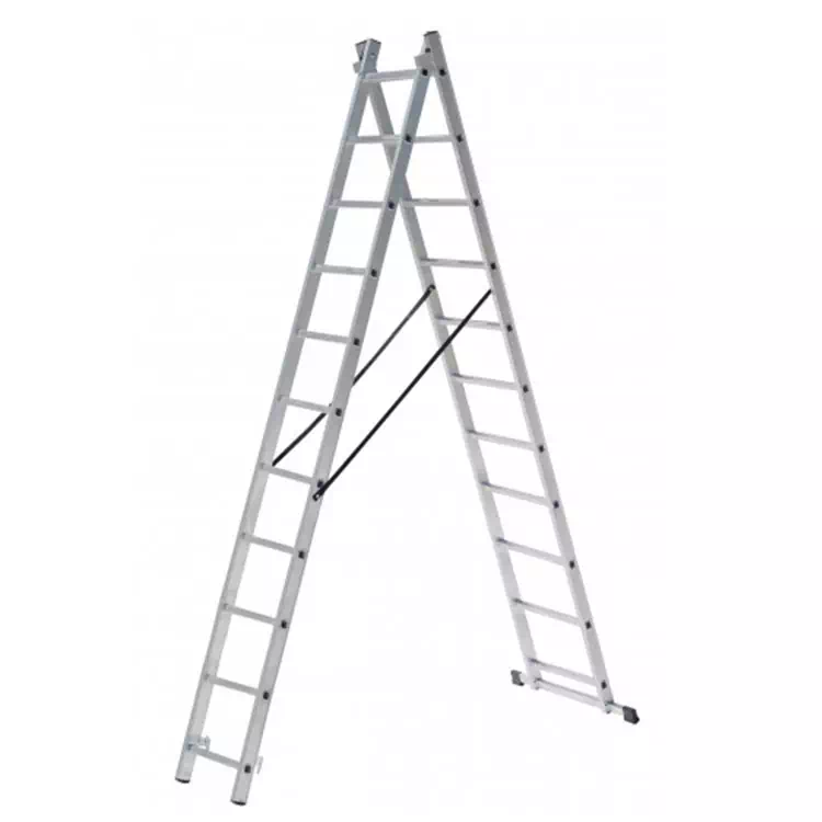 Profesionalna dvodelna aluminijaste lestev - 11 stopnic