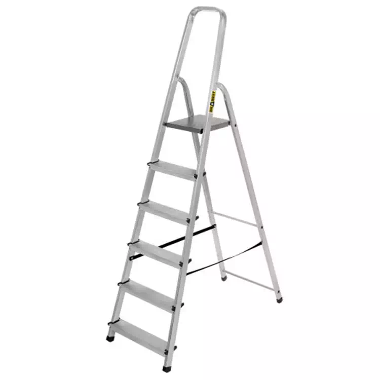 Gospodinjska aluminijasta lestev (nosilnost 125 kg) - 6 stopnici
