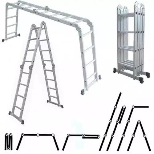 Večnamenska aluminijasta lestev - 4x4 stopnice