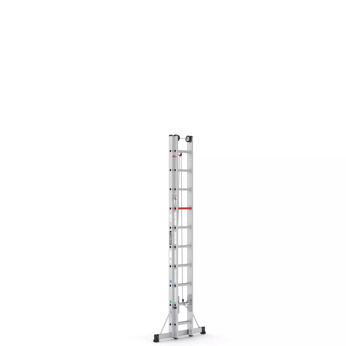 Dvodijelne ljestve na izvlačenje pomoću užeta 2x10 gazišta