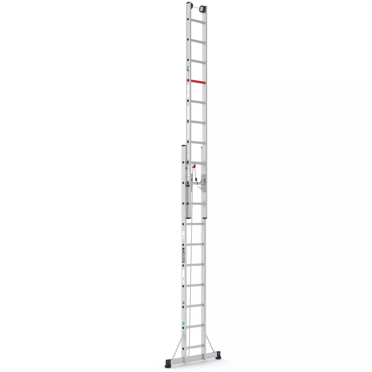 Dvodijelne ljestve na izvlačenje pomoću užeta 2x10 gazišta