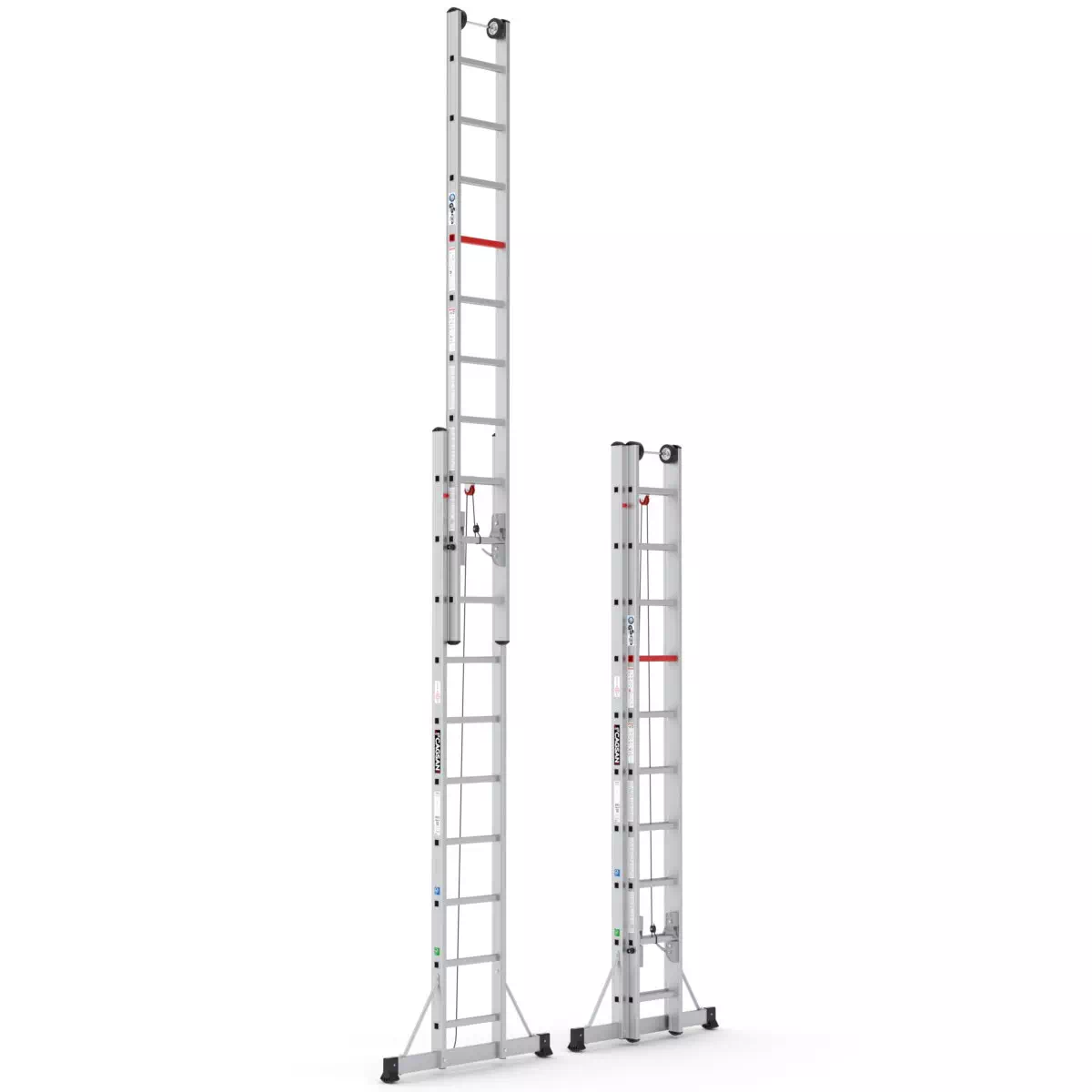 Dvodijelne ljestve na izvlačenje pomoću užeta 2x10 gazišta