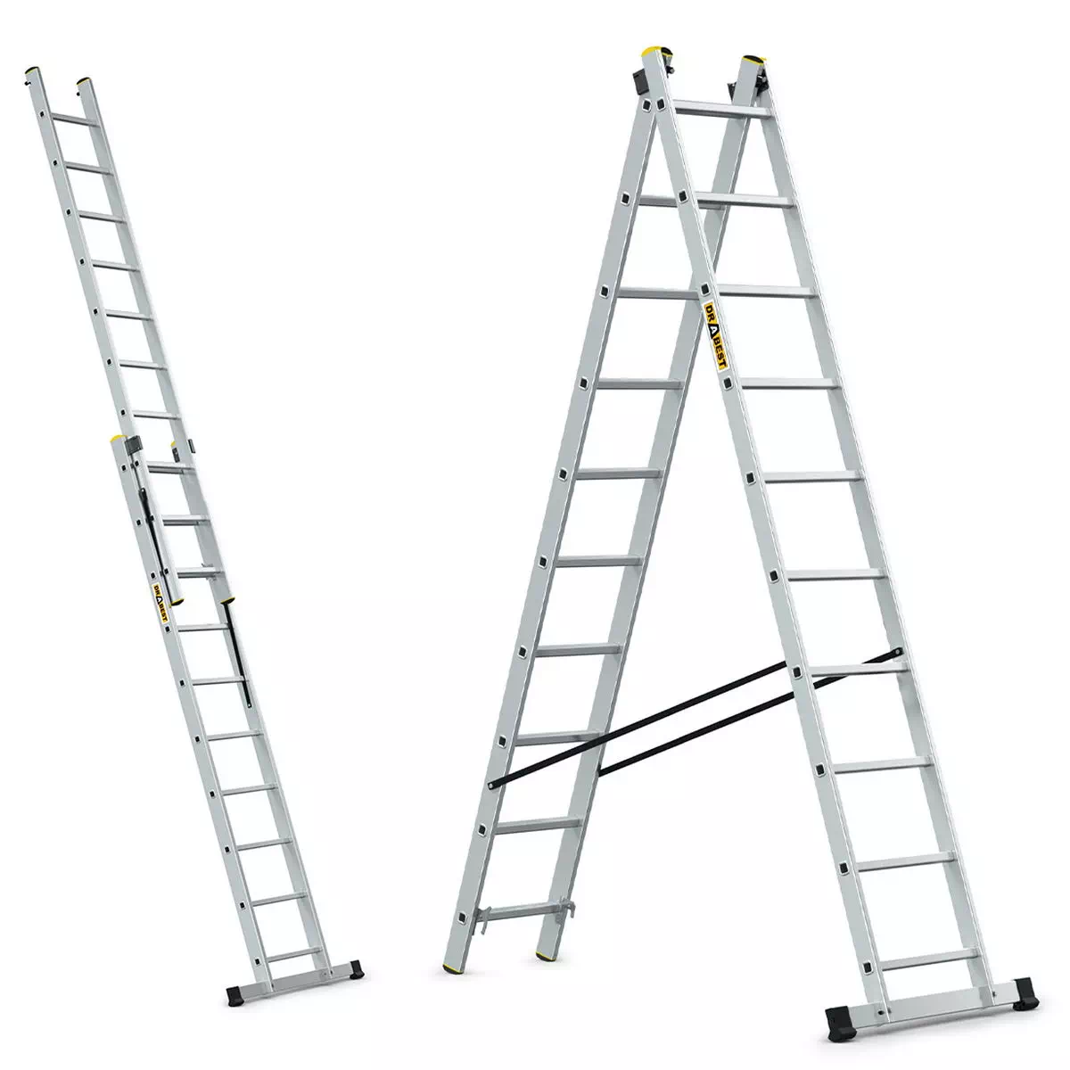 Aluminijske ljestve profesionalne dvodijelne - 10 gazišta