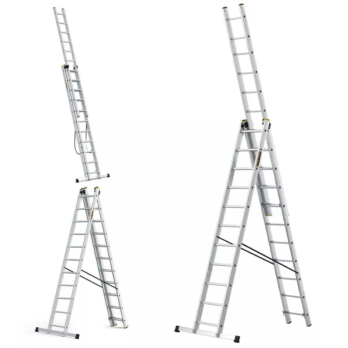Aluminijske ljestve profesionalne trodijelne - 11 gazišta