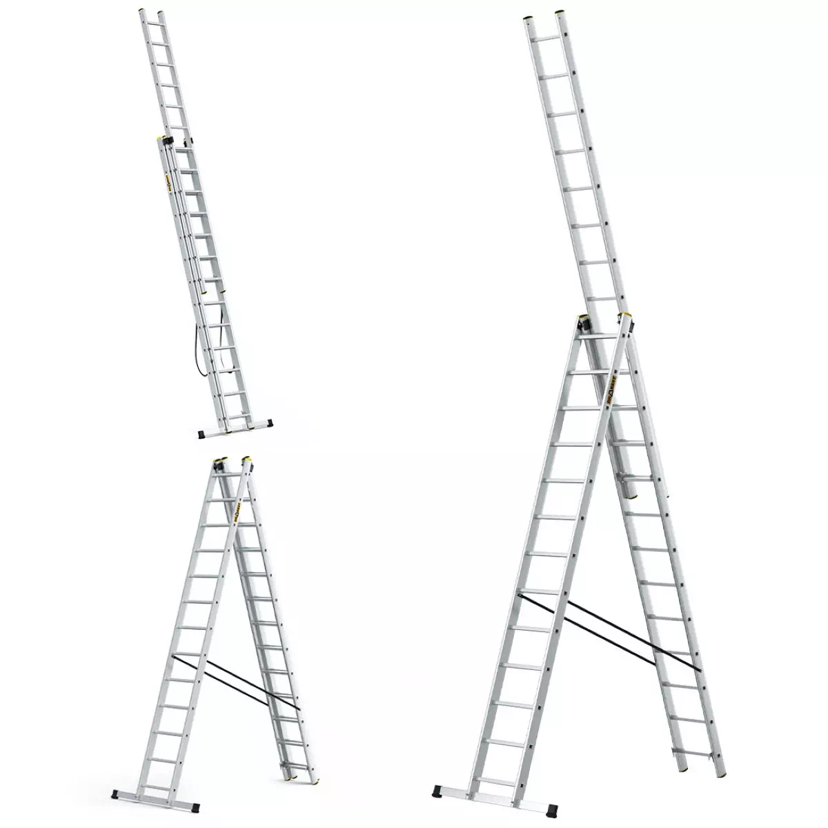 Aluminijske ljestve profesionalne trodijelne - 13 gazišta
