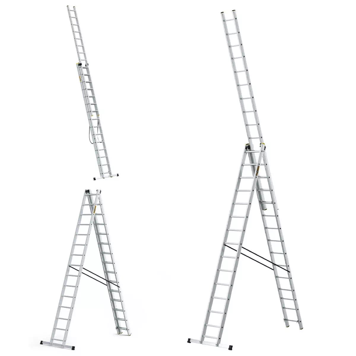 Aluminijske ljestve profesionalne trodijelne - 15 gazišta