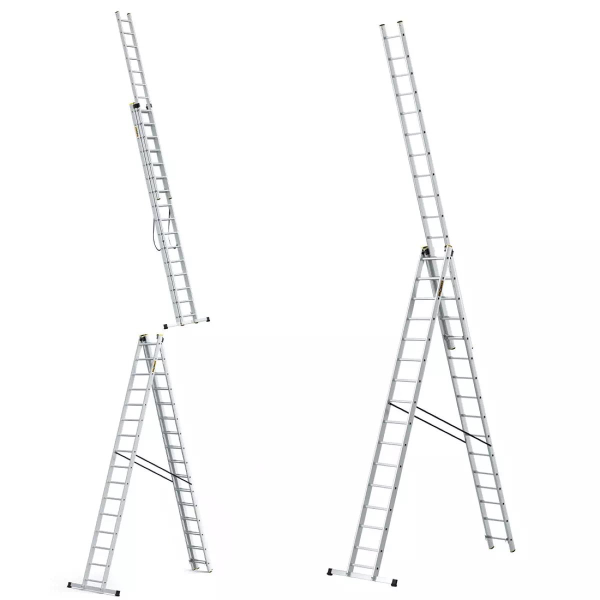Aluminijske ljestve profesionalne trodijelne - 16 gazišta
