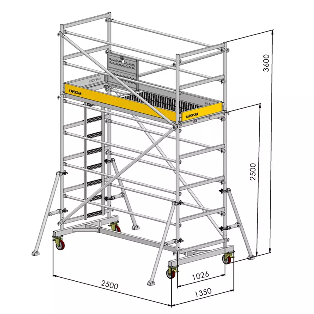 Željezna pokretna skela MOBILMOD MV5 100 - Radna visina 4,50 m
